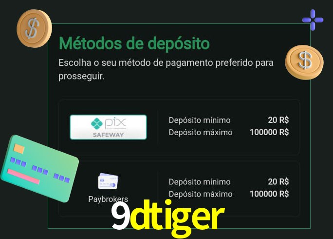 O cassino 9dtiger oferece uma grande variedade de métodos de pagamento